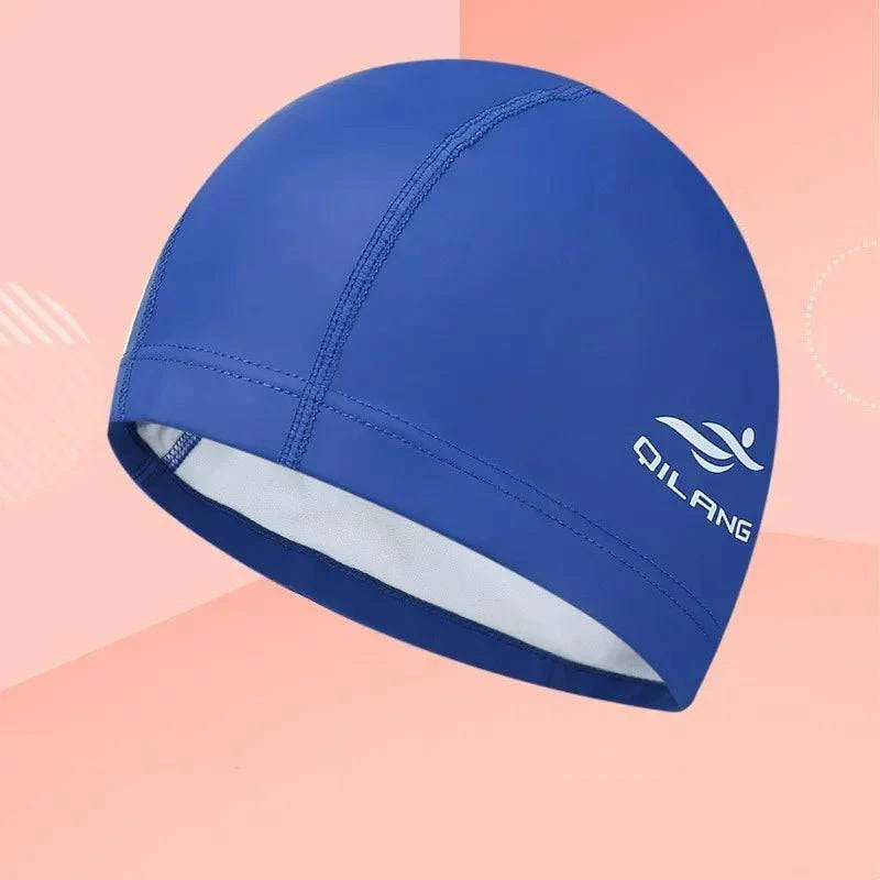 Swimming Caps PU Waterproof Unisex Women Men Swim Hat Stretch Elastic Swimming Pool Accessories Swimming Cap Ear Protection - Clothing Personality