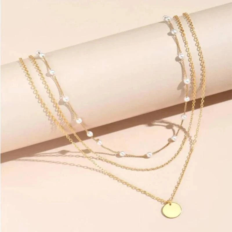 Vintage Round Charm Layered Necklace Women's Jewelry Layered Accessories for Girls Clothing Aesthetic Gifts Fashion Pendant 2022 - Clothing Personality
