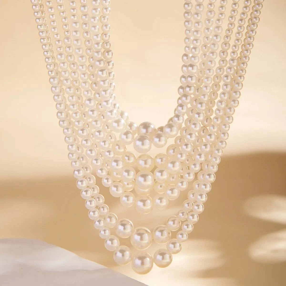 Imitation Pearl Multi-layered Women's Necklace Exaggerated Fashion High Street Club Party Banquet Necklace For Women Jewelry - Clothing Personality