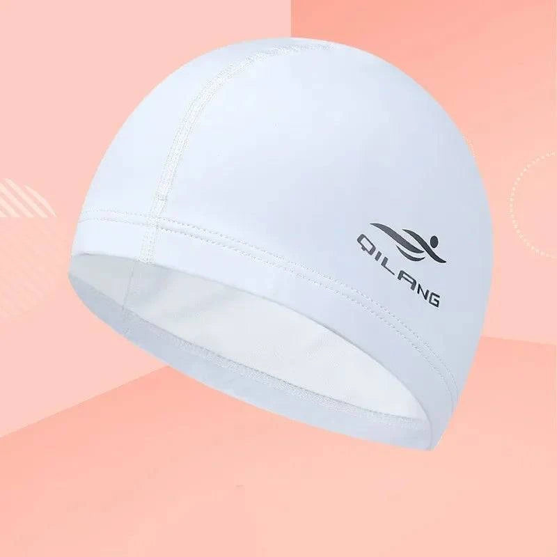 Swimming Caps PU Waterproof Unisex Women Men Swim Hat Stretch Elastic Swimming Pool Accessories Swimming Cap Ear Protection - Clothing Personality