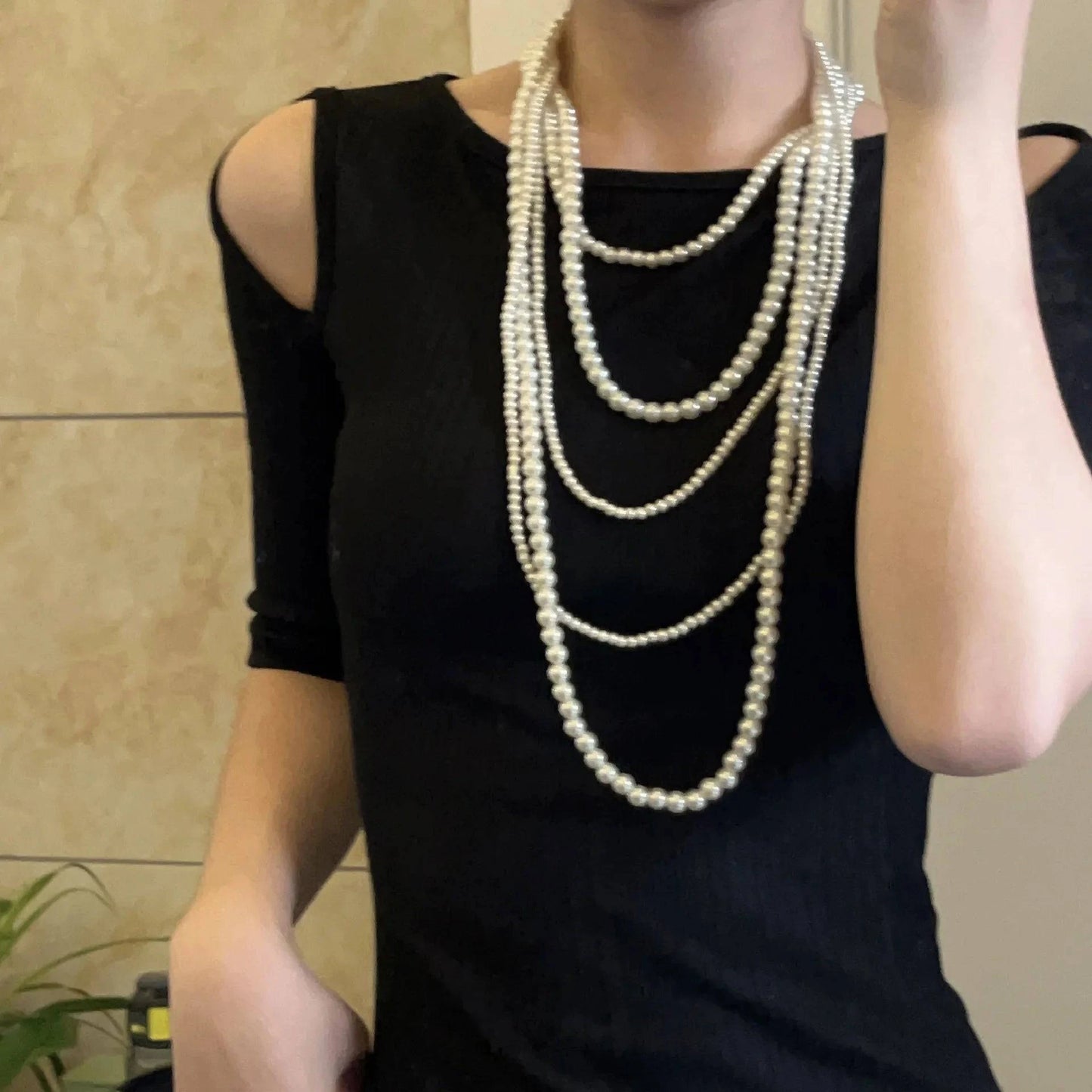Imitation Pearl Multi-layered Women's Necklace Exaggerated Fashion High Street Club Party Banquet Necklace For Women Jewelry - Clothing Personality