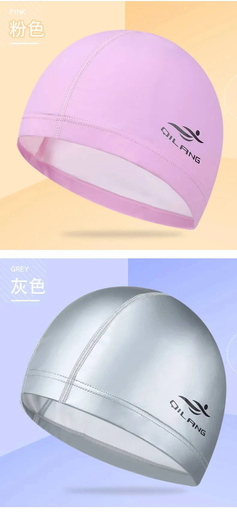 Swimming Caps PU Waterproof Unisex Women Men Swim Hat Stretch Elastic Swimming Pool Accessories Swimming Cap Ear Protection - Clothing Personality