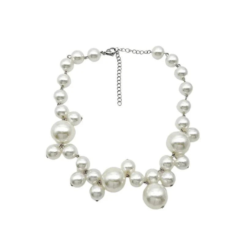 Vintage Hyperbole Bead Pearls Necklace Collarbone Chain Women's Elegant Pendant Necklace Bride Jewelry - Clothing Personality