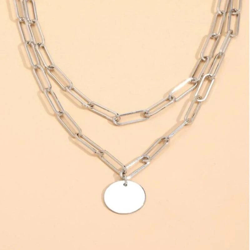 Vintage Round Charm Layered Necklace Women's Jewelry Layered Accessories for Girls Clothing Aesthetic Gifts Fashion Pendant 2022 - Clothing Personality