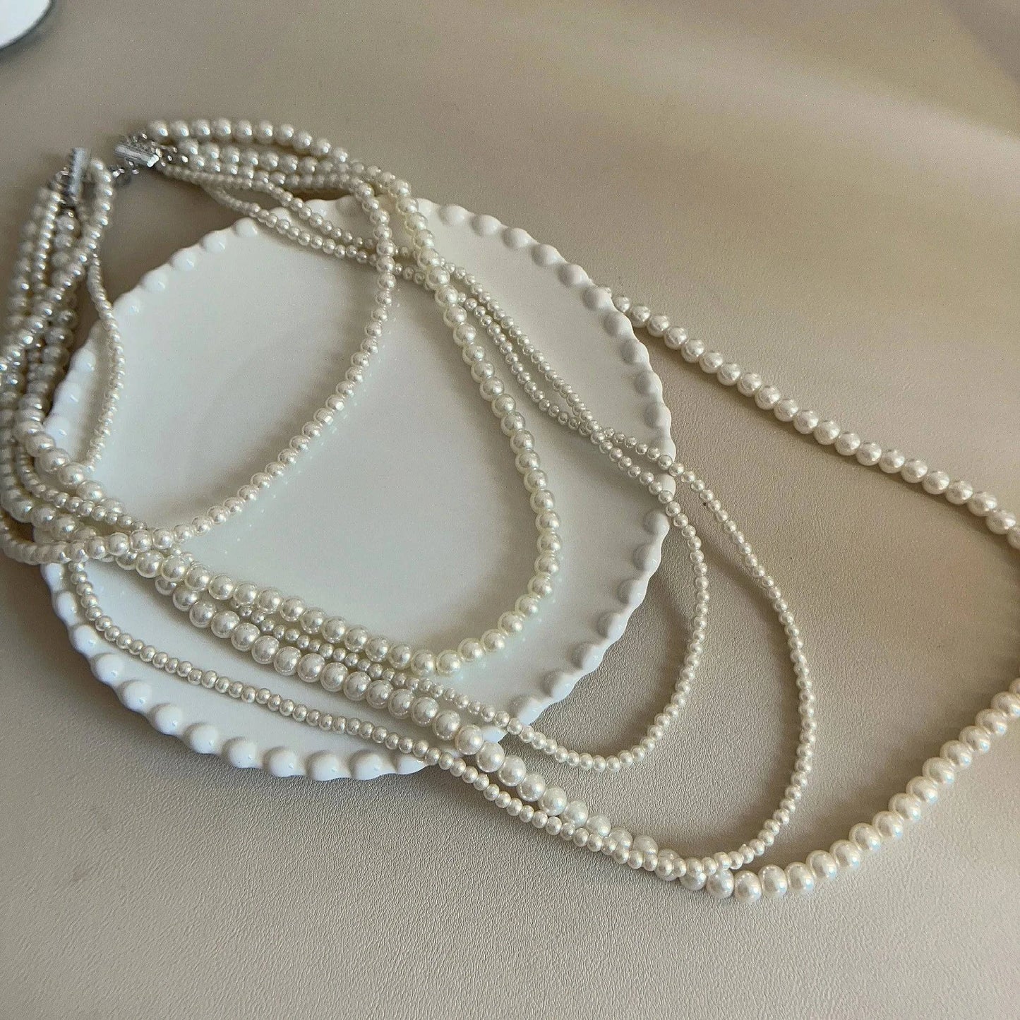 Imitation Pearl Multi-layered Women's Necklace Exaggerated Fashion High Street Club Party Banquet Necklace For Women Jewelry - Clothing Personality