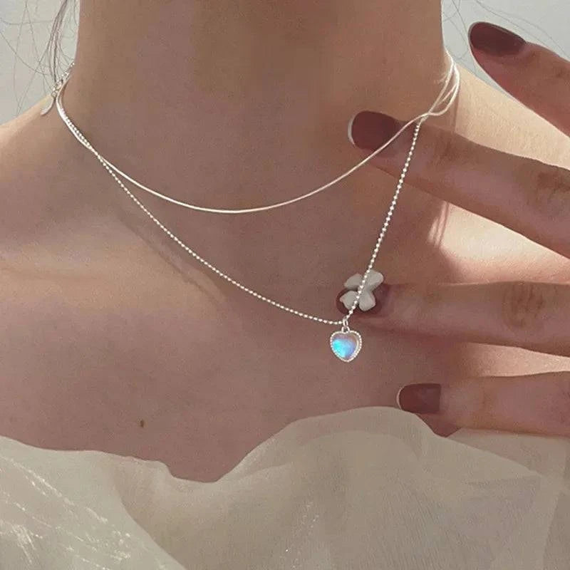 925 Sterling Silver Three-Layer Round Necklace Simple Snake Chain Charm Ball Chain Party Wedding Gift Women's Exquisite Jewelry - Clothing Personality