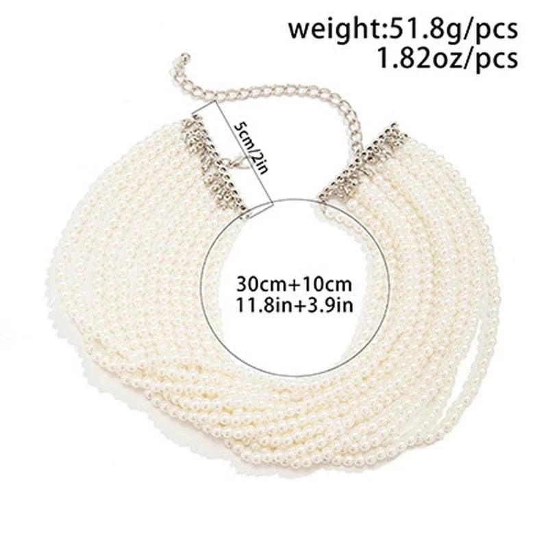 Imitation Pearl Multi-layered Women's Necklace Exaggerated Fashion High Street Club Party Banquet Necklace For Women Jewelry - Clothing Personality