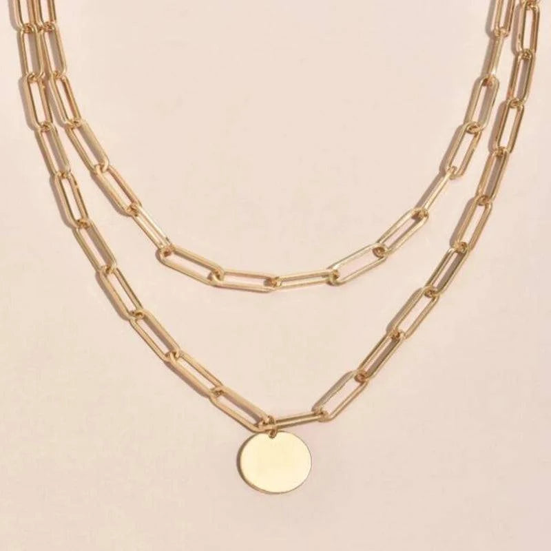 Vintage Round Charm Layered Necklace Women's Jewelry Layered Accessories for Girls Clothing Aesthetic Gifts Fashion Pendant 2022 - Clothing Personality