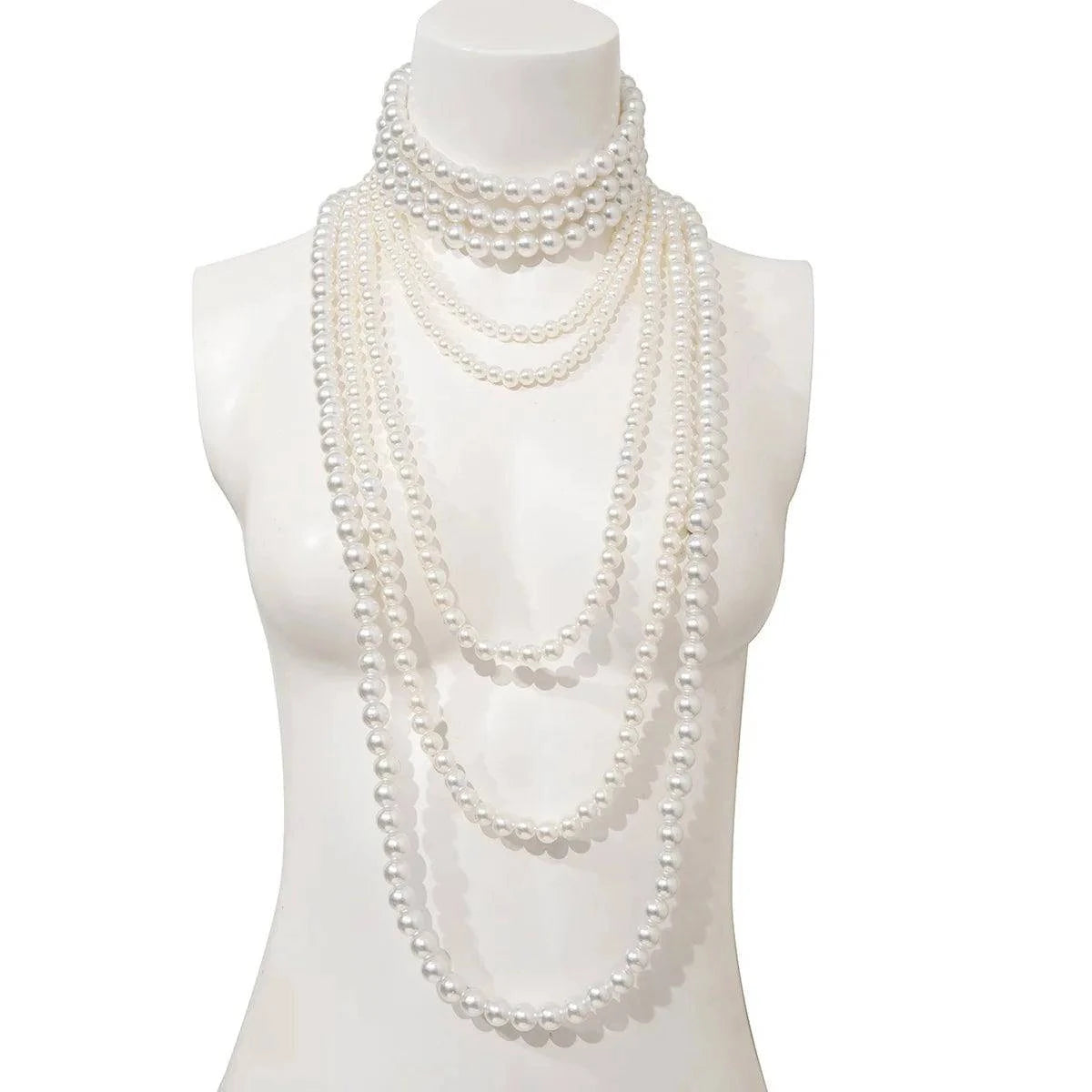 Imitation Pearl Multi-layered Women's Necklace Exaggerated Fashion High Street Club Party Banquet Necklace For Women Jewelry - Clothing Personality