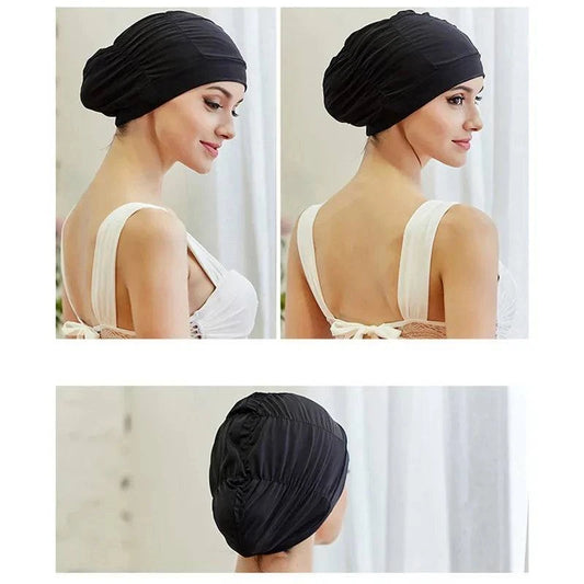 Swimming Hat Women Unisex Girls Long Hair Bathing Cap Swimming Cap Stretch Drape Free Size Swim Pool Sport Elastic Nylon Turban - Clothing Personality