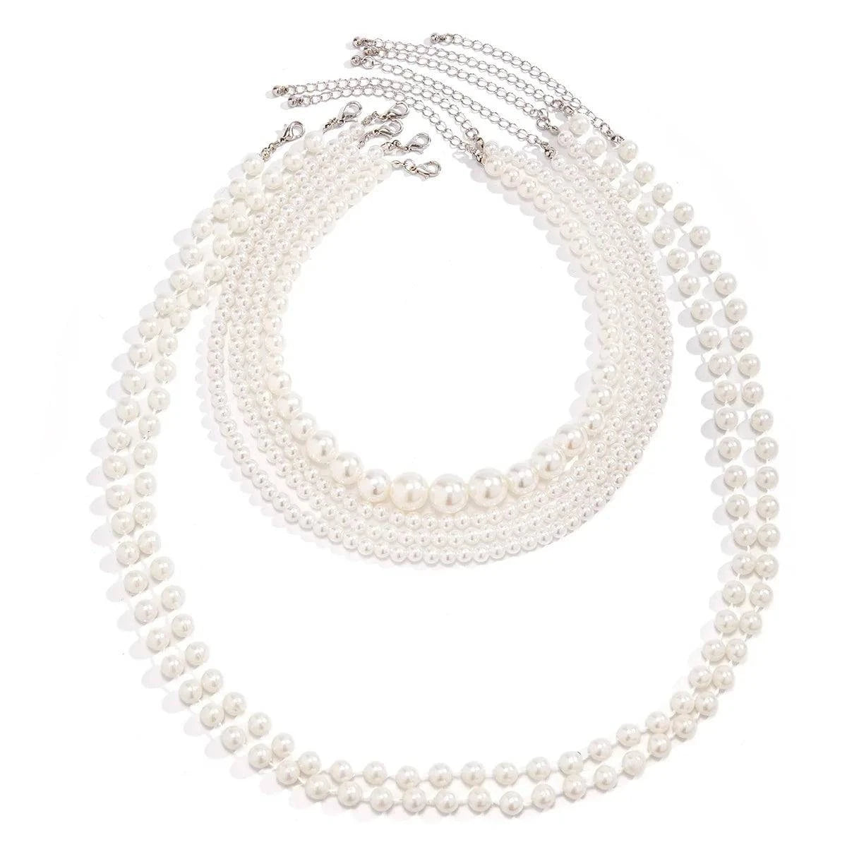 Imitation Pearl Multi-layered Women's Necklace Exaggerated Fashion High Street Club Party Banquet Necklace For Women Jewelry - Clothing Personality