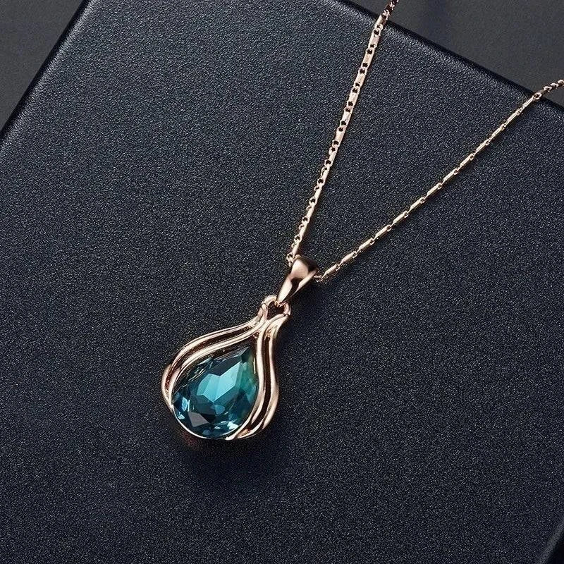 Delysia King 3pcs/set fashion women's blue and green drop necklace earrings set - Clothing Personality