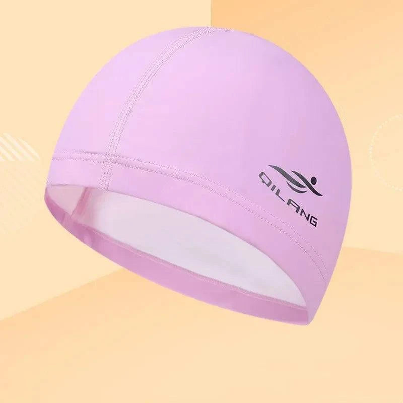 Swimming Caps PU Waterproof Unisex Women Men Swim Hat Stretch Elastic Swimming Pool Accessories Swimming Cap Ear Protection - Clothing Personality