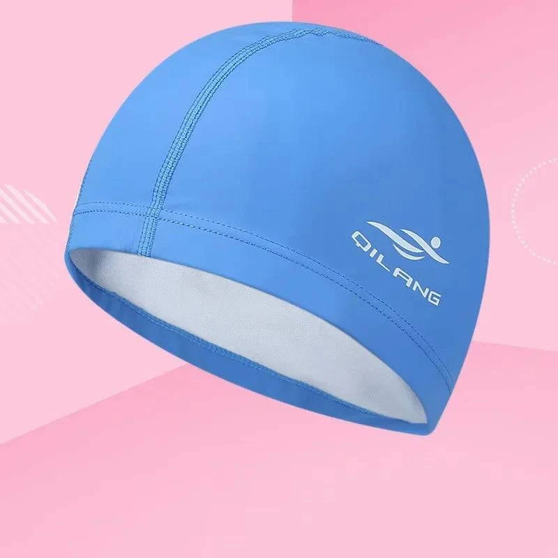 Swimming Caps PU Waterproof Unisex Women Men Swim Hat Stretch Elastic Swimming Pool Accessories Swimming Cap Ear Protection - Clothing Personality