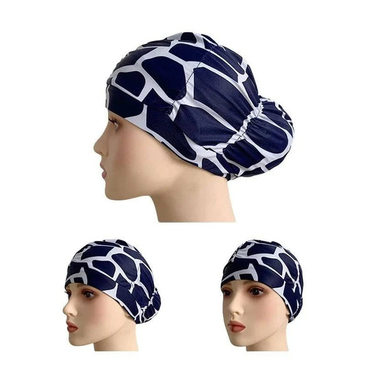 Women Fabric Swim Caps Swimming Pool Water Sports Bathing Pleated Cap Hat Long Hair Nylon Turban Elastic Adults Flowers Printed - Clothing Personality