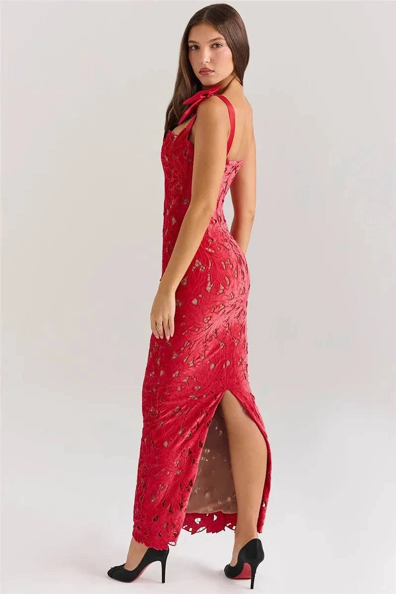 Bows Lace Sexy Maxi Dress For Women - Clothing Personality
