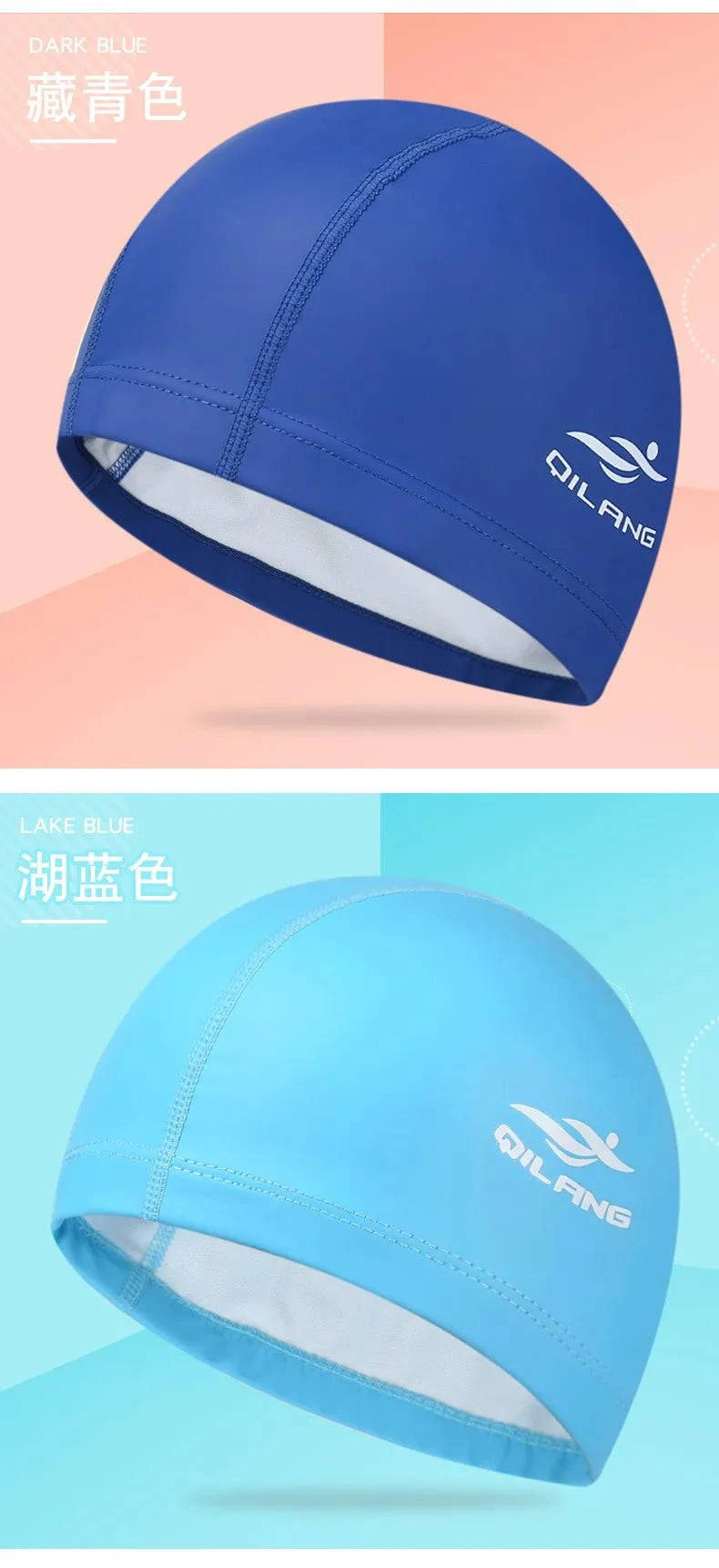 Swimming Caps PU Waterproof Unisex Women Men Swim Hat Stretch Elastic Swimming Pool Accessories Swimming Cap Ear Protection - Clothing Personality