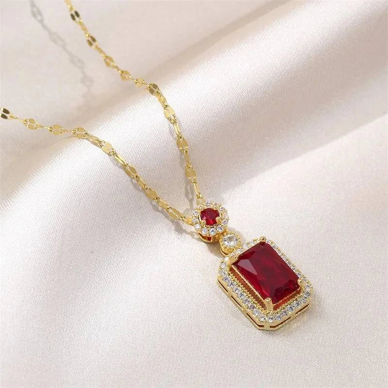 Women's Fashion Cubic Zirconia Necklace Earrings Ring Jewelry Set Girls Anniversary Wedding Valentine's Day Perfect Gift - Clothing Personality