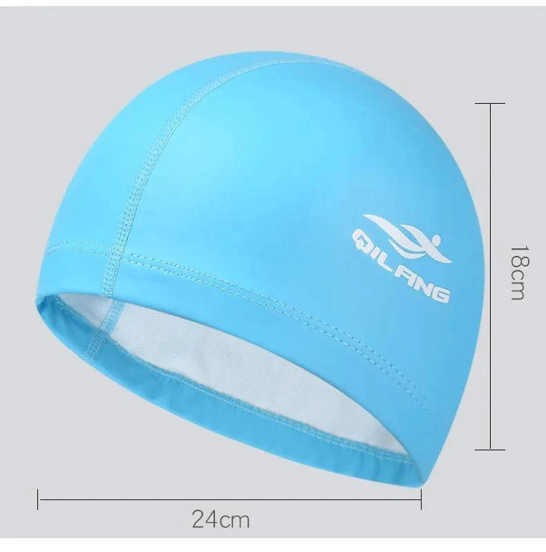 Swimming Caps PU Waterproof Unisex Women Men Swim Hat Stretch Elastic Swimming Pool Accessories Swimming Cap Ear Protection - Clothing Personality