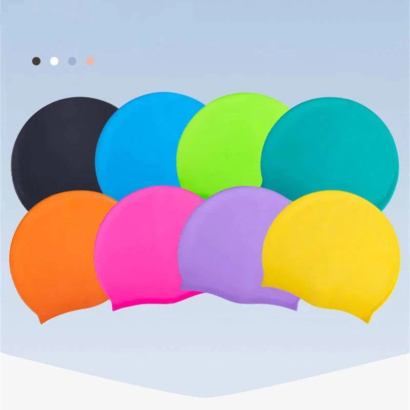 Swimming Cap Silicone Waterproof Swim Hat for Men Women Adult Kids Long Hair Pool Caps Diving Swimming Equipment Elastic Caps - Clothing Personality