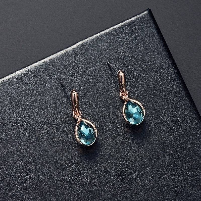 Delysia King 3pcs/set fashion women's blue and green drop necklace earrings set - Clothing Personality