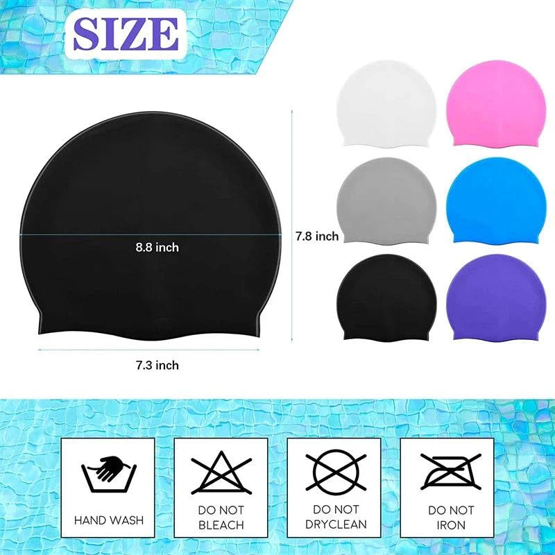 Swimming Cap Silicone Waterproof Swim Hat for Men Women Adult Kids Long Hair Pool Caps Diving Swimming Equipment Elastic Caps - Clothing Personality