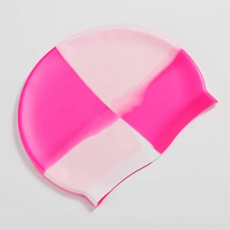 Silicone Adult Waterproof Swimming Cap Gradient Color Dry Hair Swim Cap for Men Women Protect Ears Swim Hat Swimming Accessories - Clothing Personality