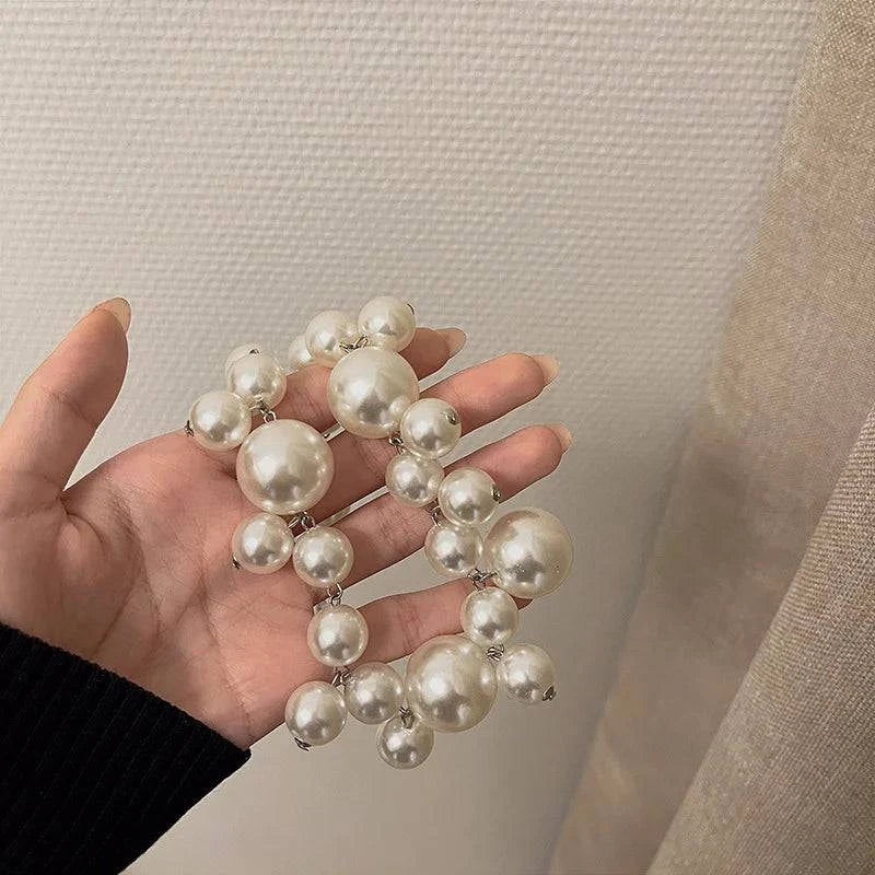 Vintage Hyperbole Bead Pearls Necklace Collarbone Chain Women's Elegant Pendant Necklace Bride Jewelry - Clothing Personality