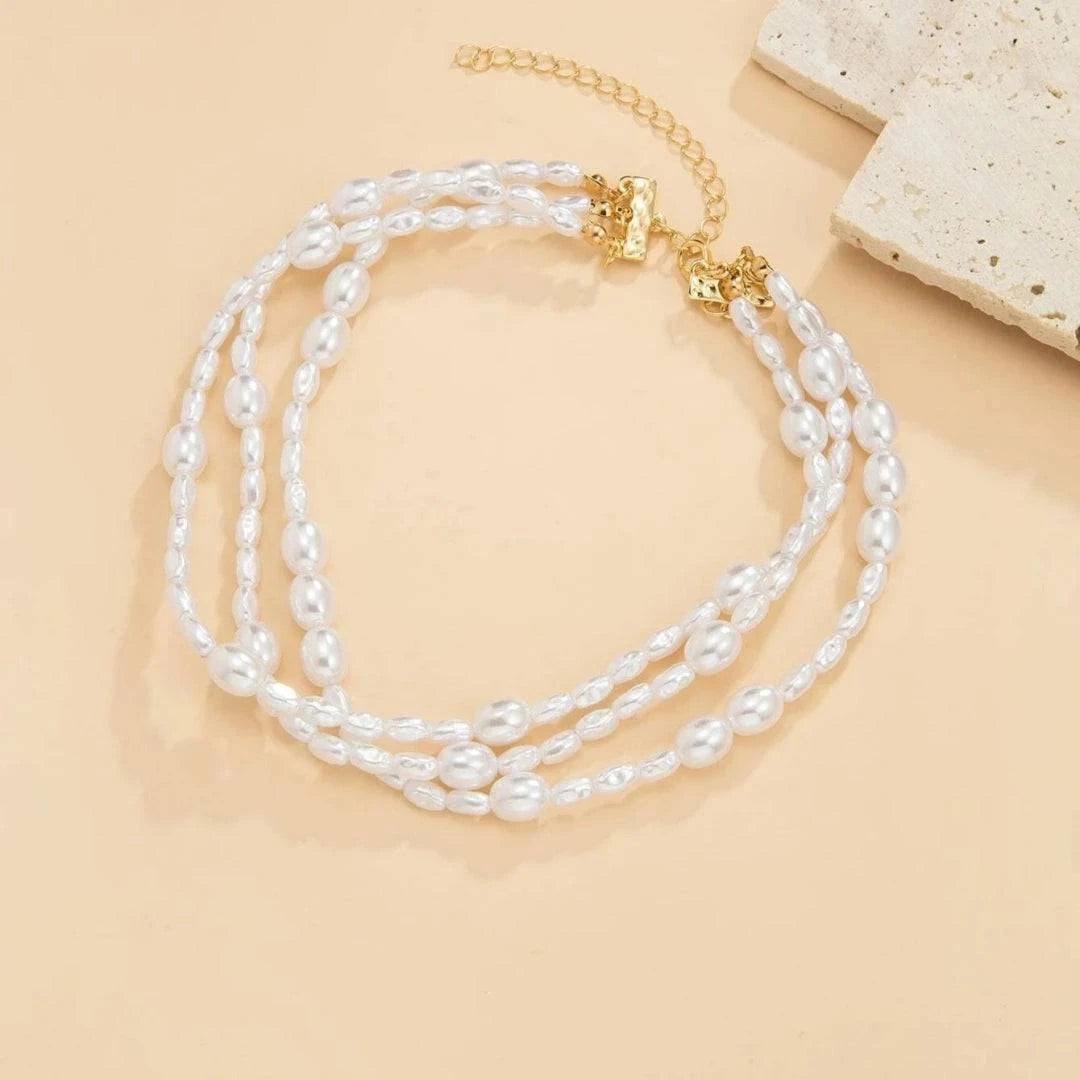 2024 New Simple Baroque Imitation Pearl Chain Choker Necklace Elegant Temperament Beaded Necklace Women's Wedding Party Jewelry - Clothing Personality