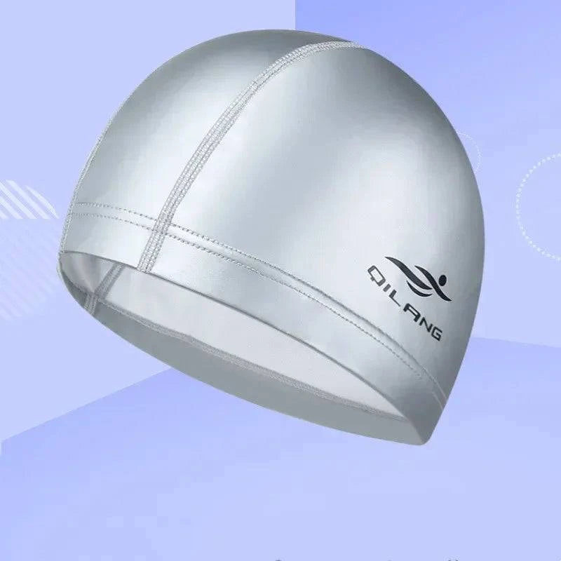 Swimming Caps PU Waterproof Unisex Women Men Swim Hat Stretch Elastic Swimming Pool Accessories Swimming Cap Ear Protection - Clothing Personality