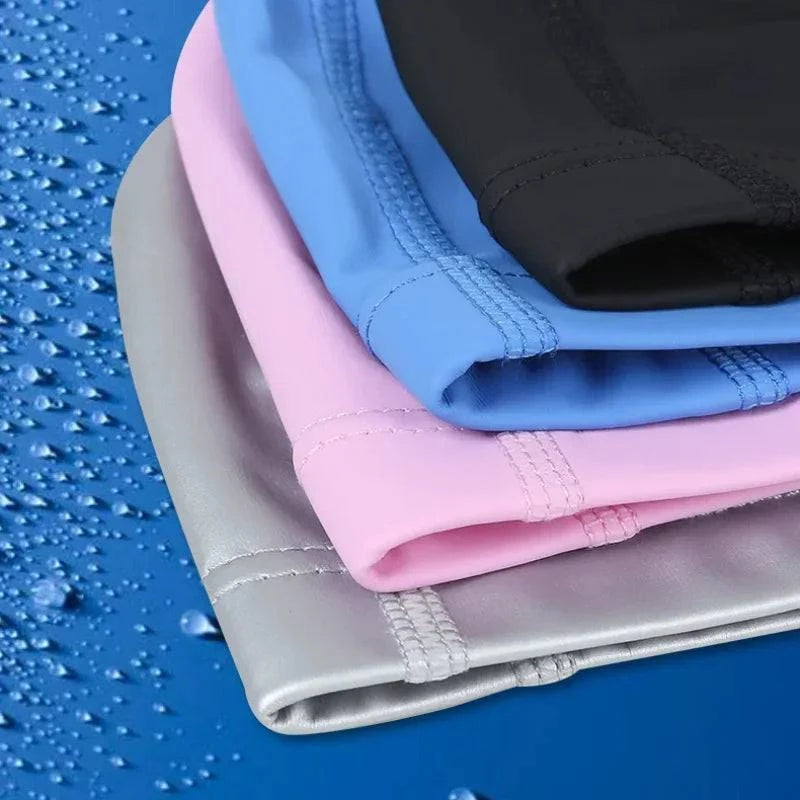 Swimming Caps PU Waterproof Unisex Women Men Swim Hat Stretch Elastic Swimming Pool Accessories Swimming Cap Ear Protection - Clothing Personality
