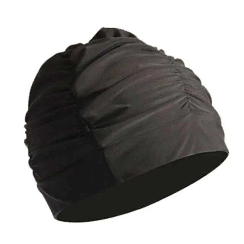 Swimming Hat Women Unisex Girls Long Hair Bathing Cap Swimming Cap Stretch Drape Free Size Swim Pool Sport Elastic Nylon Turban - Clothing Personality