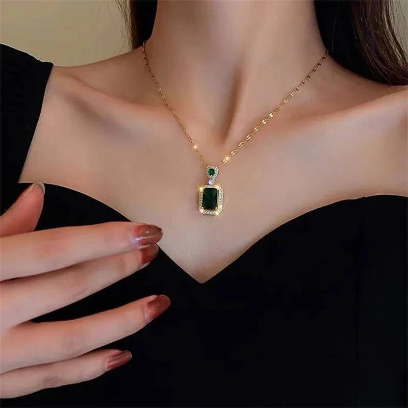 Women's Fashion Cubic Zirconia Necklace Earrings Ring Jewelry Set Girls Anniversary Wedding Valentine's Day Perfect Gift - Clothing Personality
