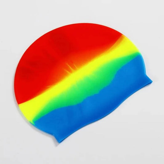 Silicone Adult Waterproof Swimming Cap Gradient Color Dry Hair Swim Cap for Men Women Protect Ears Swim Hat Swimming Accessories - Clothing Personality