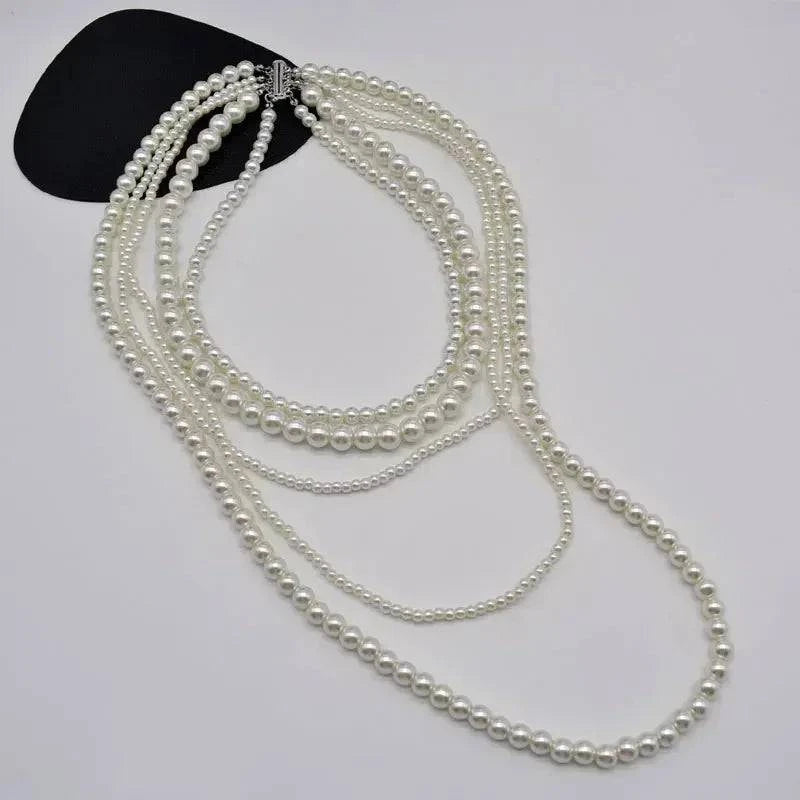 Imitation Pearl Multi-layered Women's Necklace Exaggerated Fashion High Street Club Party Banquet Necklace For Women Jewelry - Clothing Personality