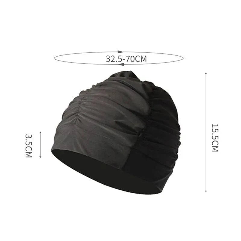 Swimming Hat Women Unisex Girls Long Hair Bathing Cap Swimming Cap Stretch Drape Free Size Swim Pool Sport Elastic Nylon Turban - Clothing Personality
