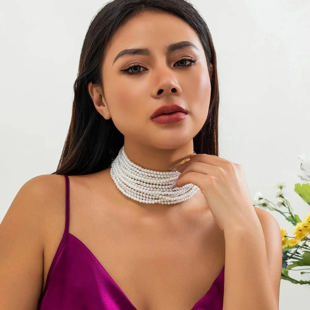 Imitation Pearl Multi-layered Women's Necklace Exaggerated Fashion High Street Club Party Banquet Necklace For Women Jewelry - Clothing Personality