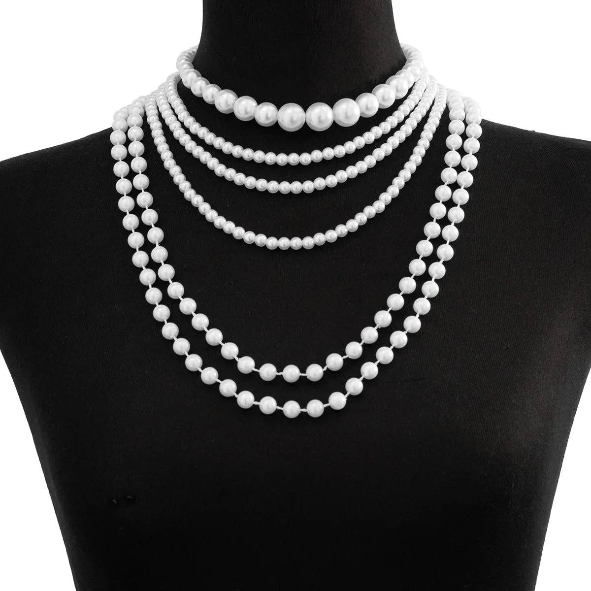 Imitation Pearl Multi-layered Women's Necklace Exaggerated Fashion High Street Club Party Banquet Necklace For Women Jewelry - Clothing Personality