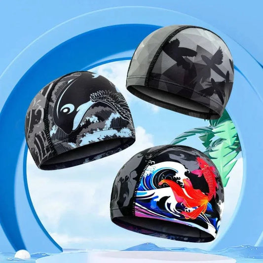 Swimming Caps Quick Dry Breathable Printed Swim Caps for Men Women Long Hair Ear Protection Adult Swimming Caps Pool Accessories - Clothing Personality