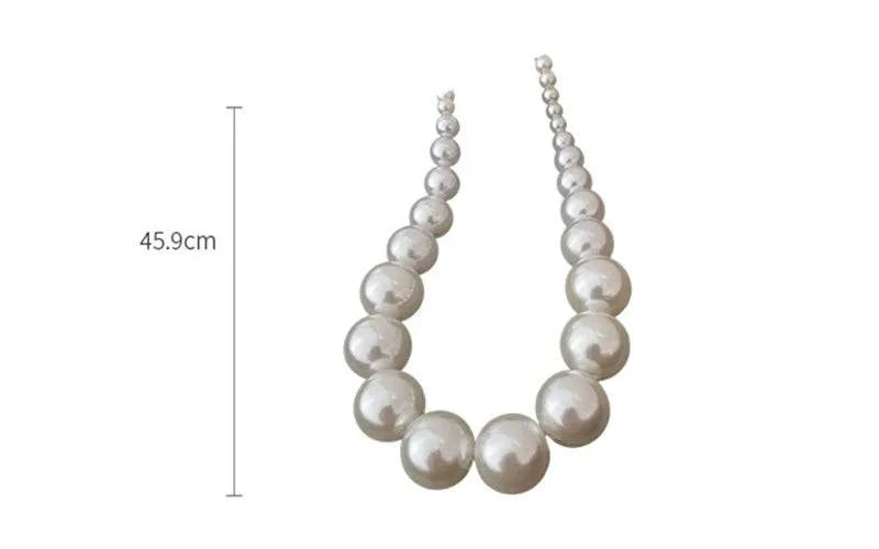 Vintage Hyperbole Bead Pearls Necklace Collarbone Chain Women's Elegant Pendant Necklace Bride Jewelry - Clothing Personality