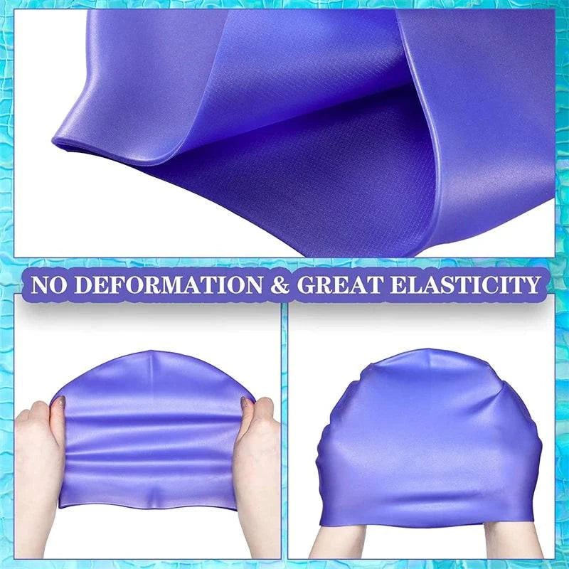 Swimming Cap Silicone Waterproof Swim Hat for Men Women Adult Kids Long Hair Pool Caps Diving Swimming Equipment Elastic Caps - Clothing Personality