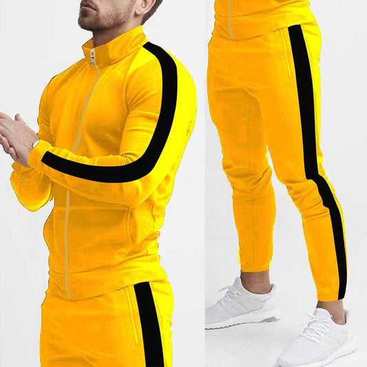 Men's Fashion Personalized Color Matching Hooded Sports Suit - Clothing Personality