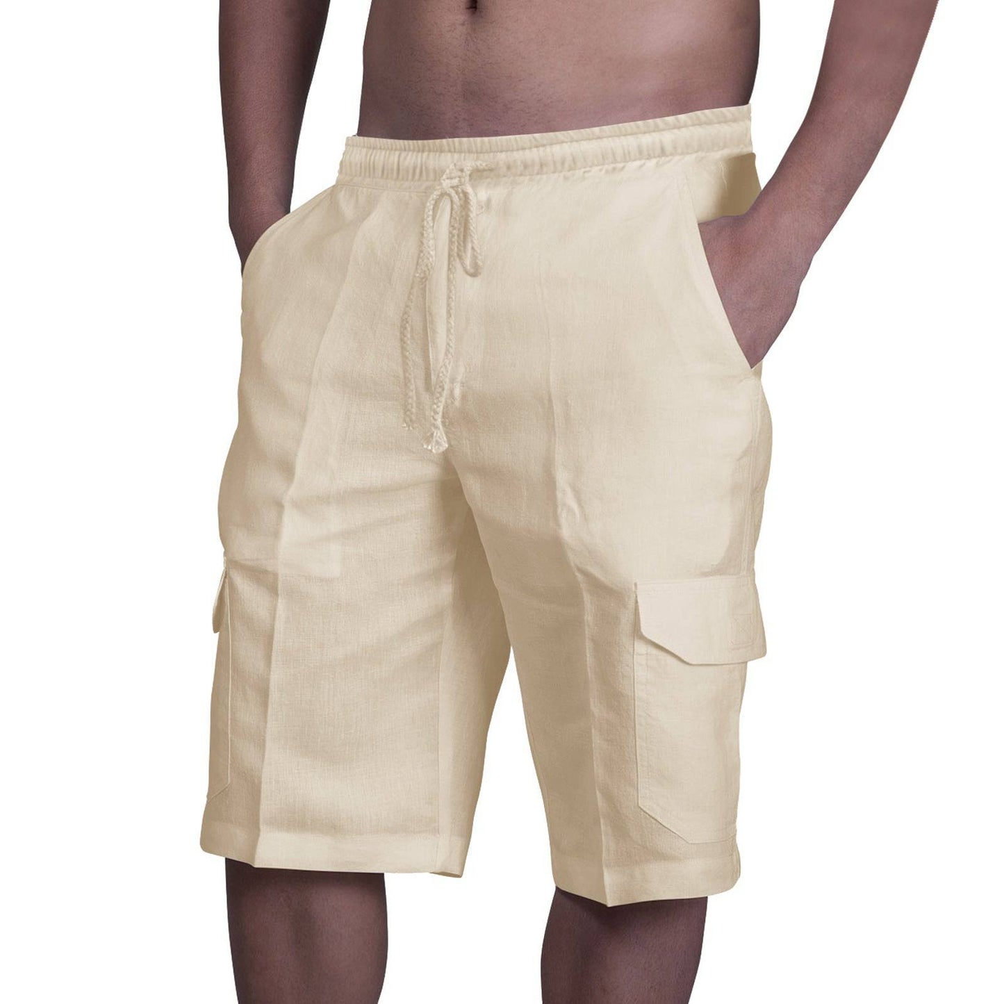 Multi Pocket Tie Men's Beach Cargo Pants - Clothing Personality