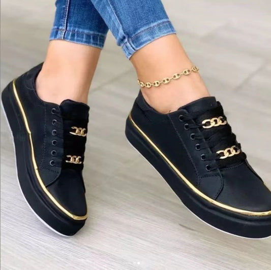 Chain Flats Shoes Thick Bottom Loafers For Walking Sports Shoes For Women - Clothing Personality