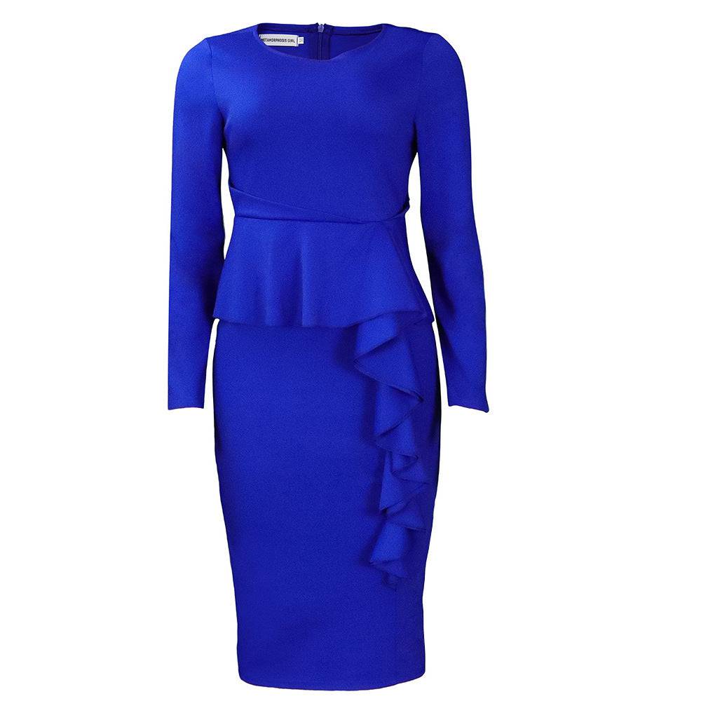 Women's Solid Color 3/4 Sleeve Empire Waist Knee Length Dress Fashion Elegant S-3x Dress Plus Size Dress - Clothing Personality