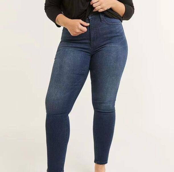 Women's Dark Wash High Rise Stretchy Slim Fit Straight Leg Denim Jeans - Clothing Personality
