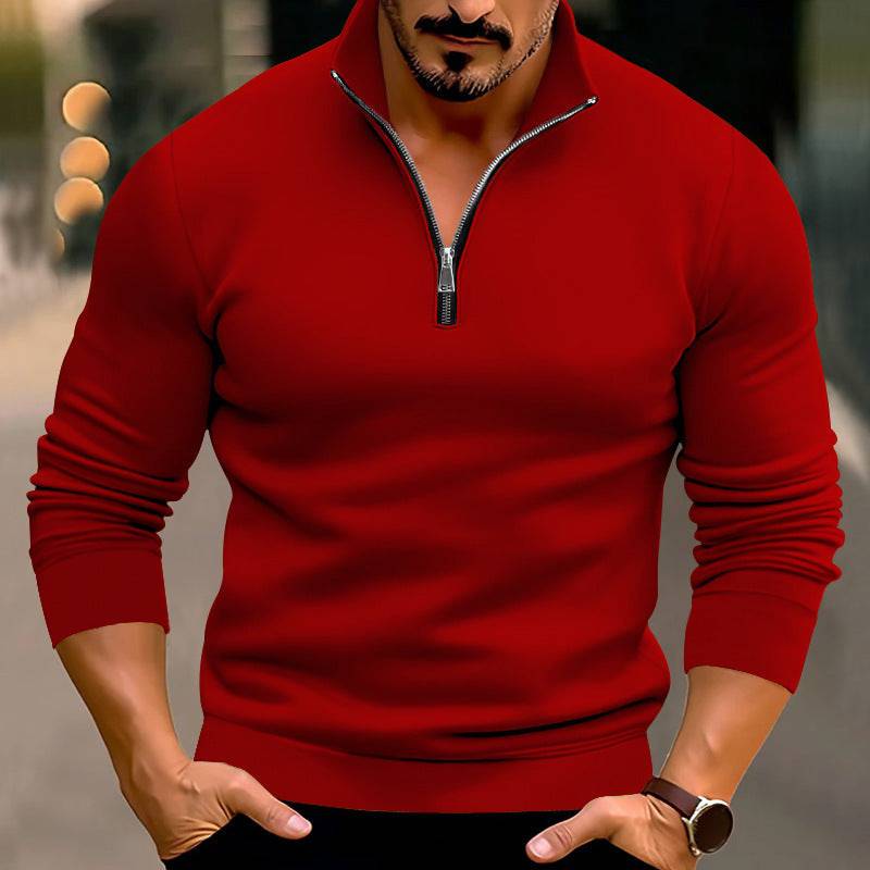 Men's Casual Solid Color Long-sleeved T-shirt Top - Clothing Personality