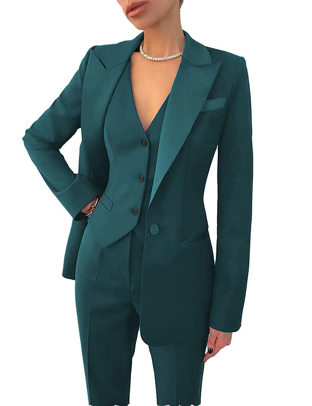 Fashion Casual Women's Three-piece Dress Suit Blazer Vest Pants Suit - Clothing Personality