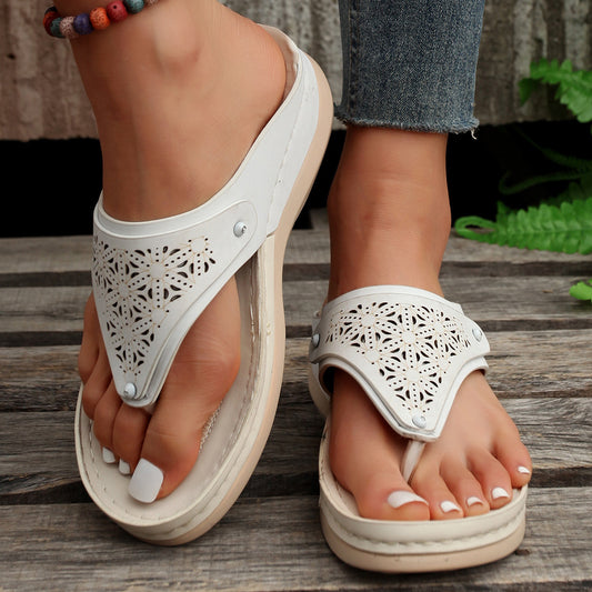 Clip Toe Hollowed Out Women's Sandals Casual Large Size Wedges - Clothing Personality