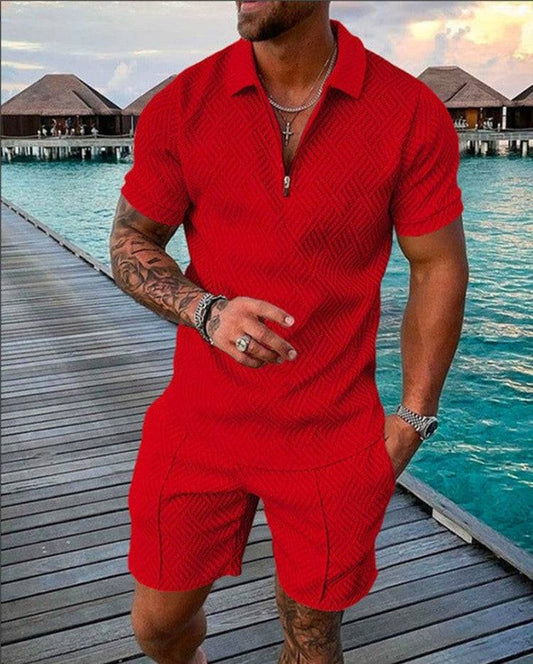 New Men's Summer Short Sleeve Shorts Casual Suit - Clothing Personality